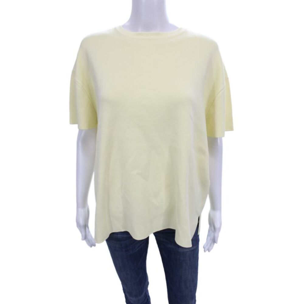 Zara Women Yellow Crew Neck Short Sleeve Basic T-Shirt Size S